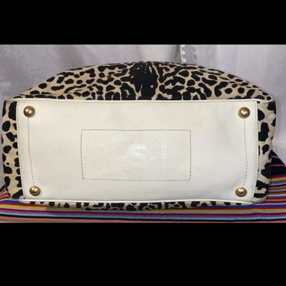 Authentic Vintage Yves Saint Laurent YSL Leopard Print Maxi Tote Bag Rare - Picture 10 of 14